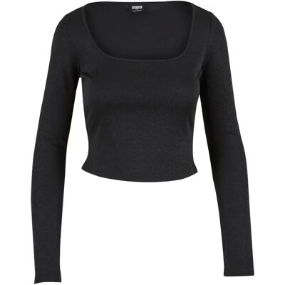 Langarm Crop-Top für Frauen Urban Classics Noir M Femme Langarm Crop-Top für Frauen Urban Classics Noir M Femme
