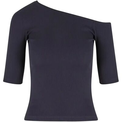 T-Shirt Urban Classics Organic Asymmetric Rib Bleu L Femme T-Shirt Urban Classics Organic Asymmetric Rib Bleu L Femme