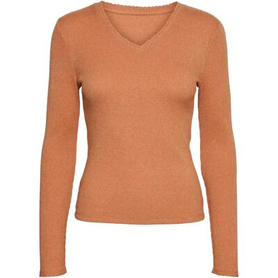 Pullover mit V-Ausschnitt, Mädchen Vero Moda Henna Orange XL Femme Pullover mit V-Ausschnitt, Mädchen Vero Moda Henna Orange XL Femme