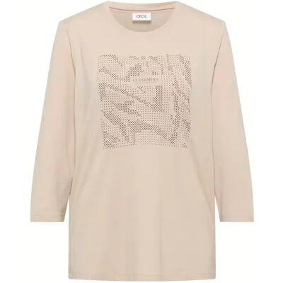 Langarmshirt Cecil Clear Mind FP Beige XL Femme Langarmshirt Cecil Clear Mind FP Beige XL Femme