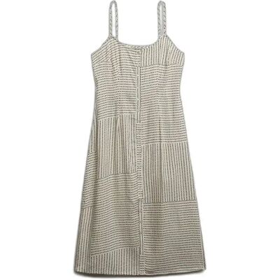 Langärmliges gemustertes Button-down Kleid für Frauen Superdry Weiß S Femme Langärmliges gemustertes Button-down Kleid für Frauen Superdry Weiß S Femme