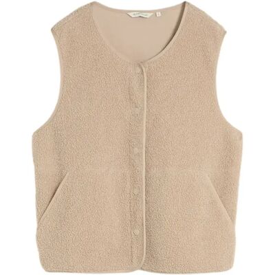 Ärmellose Fleecejacke mit Knöpfen Damen Tom Tailor Beige M Femme Ärmellose Fleecejacke mit Knöpfen Damen Tom Tailor Beige M Femme