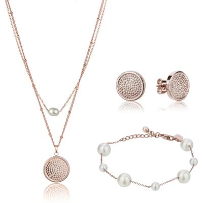 Set aus Halskette, Armband und Damenohrringen Isabella Ford Hilda Pearl Rose TU Femme Set aus Halskette, Armband und Damenohrringen Isabella Ford Hilda Pearl Rose TU Femme
