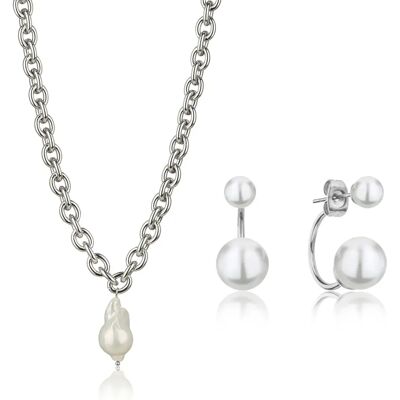 Set aus Halskette und Ohrringen für Frauen Isabella Ford Morgan Pearl Argenté TU Femme Set aus Halskette und Ohrringen für Frauen Isabella Ford Morgan Pearl Argenté TU Femme