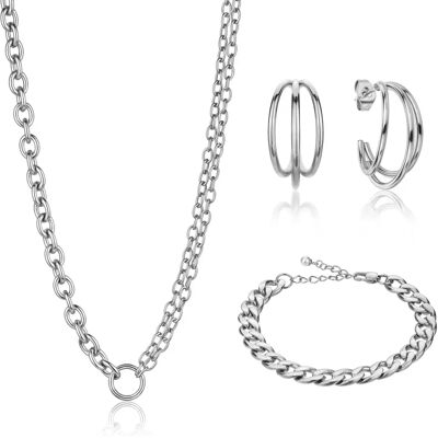 Set aus Halskette, Armband und Damenohrringen Isabella Ford Chelou Argenté TU Femme Set aus Halskette, Armband und Damenohrringen Isabella Ford Chelou Argenté TU Femme