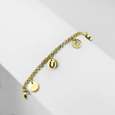 Armband mit personalisierten Charms Frau Ponytail & Co Doré 15/5 cm Femme Armband mit personalisierten Charms Frau Ponytail & Co Doré 15/5 cm Femme