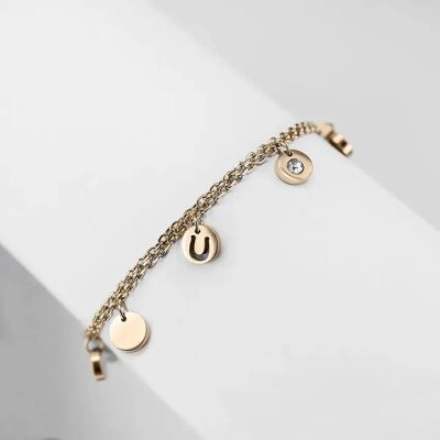 Armband mit personalisierten Charms Frau Ponytail & Co Doré 15/5 cm Femme Armband mit personalisierten Charms Frau Ponytail & Co Doré 15/5 cm Femme