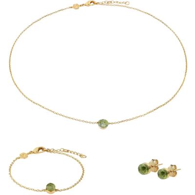 Halskette, Armband und Ohrringe aus Peridot für Frauen Sloya Aurora Vert TU Femme Halskette, Armband und Ohrringe aus Peridot für Frauen Sloya Aurora Vert TU Femme