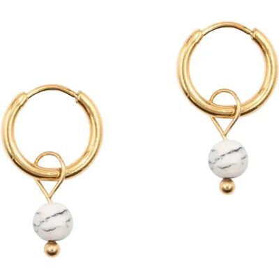 Ohrringe Creolen aus Howlite für Frauen Sloya Serena Blanc 2x1,1 cm Femme Ohrringe Creolen aus Howlite für Frauen Sloya Serena Blanc 2x1,1 cm Femme