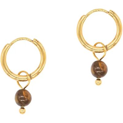 Ohrringe Creolen aus Tigerauge für Frauen Sloya Serena Marron 2x1,1 cm Femme Ohrringe Creolen aus Tigerauge für Frauen Sloya Serena Marron 2x1,1 cm Femme