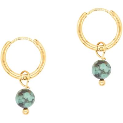 Damen Ohrringe mit afrikanischen Türkis-Creolen Sloya Serena Vert 2x1,1 cm Femme Damen Ohrringe mit afrikanischen Türkis-Creolen Sloya Serena Vert 2x1,1 cm Femme