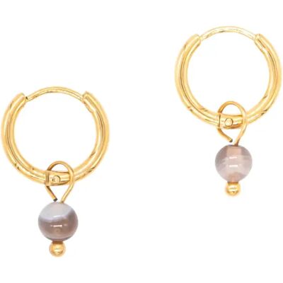 Ohrringe Creolen aus Botswana-Agate für Frauen Sloya Serena Blanc 2x1,1 cm Femme Ohrringe Creolen aus Botswana-Agate für Frauen Sloya Serena Blanc 2x1,1 cm Femme