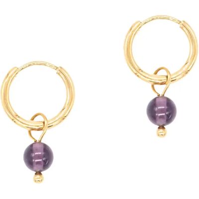 Ohrringe Creolen mit Amethyststeinen für Damen Sloya Serena Violet 2x1,1 cm Femme Ohrringe Creolen mit Amethyststeinen für Damen Sloya Serena Violet 2x1,1 cm Femme