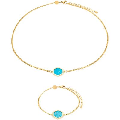 Halskette und Armband aus Türkis für Frauen Sloya Hexalia Bleu 17/21,5 cm Femme Halskette und Armband aus Türkis für Frauen Sloya Hexalia Bleu 17/21,5 cm Femme