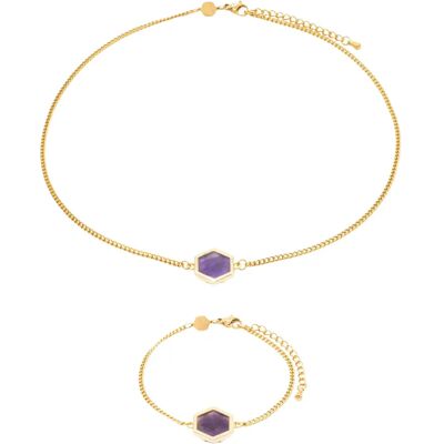 Amethyst Halskette und Armband für Frauen Sloya Hexalia Violet 17/21,5 cm Femme Amethyst Halskette und Armband für Frauen Sloya Hexalia Violet 17/21,5 cm Femme
