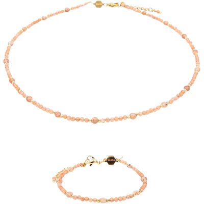 Halskette und Armband aus Sonnenstein für Frauen Sloya Paloma Orange 17/21,5 cm Femme Halskette und Armband aus Sonnenstein für Frauen Sloya Paloma Orange 17/21,5 cm Femme