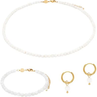 Collier, Armband und Ohrringe aus Mondstein für Frauen Sloya Serena Blanc 17,5/23 cm Femme Collier, Armband und Ohrringe aus Mondstein für Frauen Sloya Serena Blanc 17,5/23 cm Femme
