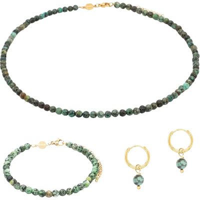 Halskette, Armband und Ohrringe aus afrikanischem Türkis für Frauen Sloya Serena Vert 17,5/23 cm Femme Halskette, Armband und Ohrringe aus afrikanischem Türkis für Frauen Sloya Serena Vert 17,5/23 cm Femme