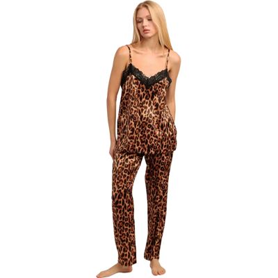 Uni Pyjama Set mit Hose für Frauen Admas Skin Luxe Marron L Femme Uni Pyjama Set mit Hose für Frauen Admas Skin Luxe Marron L Femme