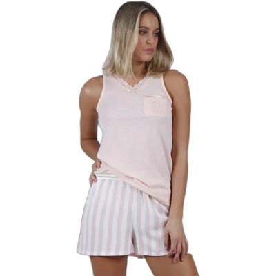 Gestreifter Pyjama mit Trägern für Frauen Admas Rose M Femme Gestreifter Pyjama mit Trägern für Frauen Admas Rose M Femme