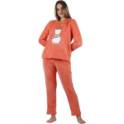 Warmer Pyjama mit langen Ärmeln für Frauen Admas Hello Winter Orange S Femme Warmer Pyjama mit langen Ärmeln für Frauen Admas Hello Winter Orange S Femme