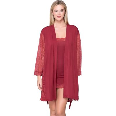 Damen Kimono mit langen Spitzenärmeln Luna Micro Touch Lace Rouge L Femme Damen Kimono mit langen Spitzenärmeln Luna Micro Touch Lace Rouge L Femme