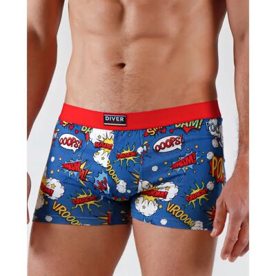 Bedruckte elastische Baumwollboxer Admas Comic (x2) Bleu M Homme Bedruckte elastische Baumwollboxer Admas Comic (x2) Bleu M Homme