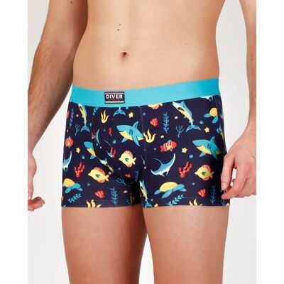 Bedruckte elastische Baumwollboxer Admas (x2) Bleu S Homme Bedruckte elastische Baumwollboxer Admas (x2) Bleu S Homme