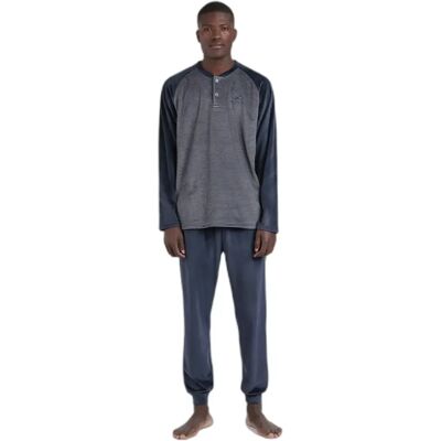 Langarm-velours-Pyjama Admas Magnific Basic Stripes Bleu L Homme Langarm-velours-Pyjama Admas Magnific Basic Stripes Bleu L Homme