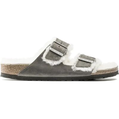 Sandalen Birkenstock Arizona Shearling Embossed Oiled Leather Gris 35 Mixte Sandalen Birkenstock Arizona Shearling Embossed Oiled Leather Gris 35 Mixte