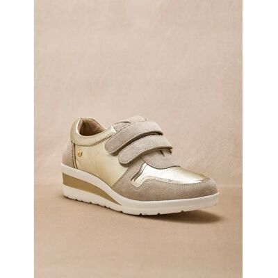 Damen Leder Sneakers mit Klettverschluss Pédiconfort Doré 40 Femme Damen Leder Sneakers mit Klettverschluss Pédiconfort Doré 40 Femme