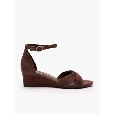 Schwarze Keil-Sandalen aus Wildleder für Damen Ryłko Marron 38 Femme Schwarze Keil-Sandalen aus Wildleder für Damen Ryłko Marron 38 Femme