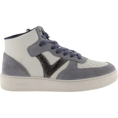 Hoher Sneaker aus Spaltleder mit Metallic-Effekt Damen Victoria Madrid Bleu 37 Femme Hoher Sneaker aus Spaltleder mit Metallic-Effekt Damen Victoria Madrid Bleu 37 Femme