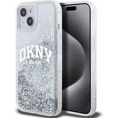 DKNY Weißes Liquid Glitter Big Logo iPhone Hülle - Smartphone Cover DKNY Weißes Liquid Glitter Big Logo iPhone Hülle - Smartphone Cover