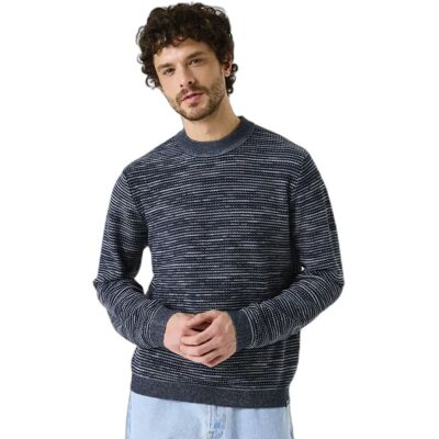 Pull Mikro-Streifen horizontal mit Melange-Struktur Garcia Bleu M Homme Pull Mikro-Streifen horizontal mit Melange-Struktur Garcia Bleu M Homme