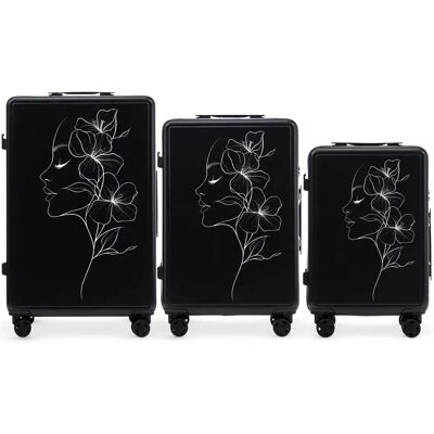 Koffer Wings ABS+ Flower (x3) Noir 198 L Mixte Koffer Wings ABS+ Flower (x3) Noir 198 L Mixte