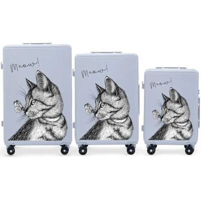 Koffer Wings ABS+ Meow (x3) Bleu 198 L Mixte Koffer Wings ABS+ Meow (x3) Bleu 198 L Mixte
