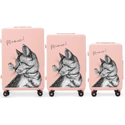 Koffer Wings ABS+ Meow (x3) Rose 198 L Mixte Koffer Wings ABS+ Meow (x3) Rose 198 L Mixte