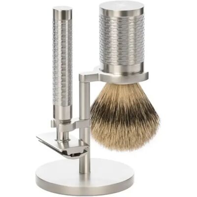 Rasier-Set aus Edelstahl mit Bürste Mühle Rocca Pur (x3) Argenté TU Mixte Rasier-Set aus Edelstahl mit Bürste Mühle Rocca Pur (x3) Argenté TU Mixte