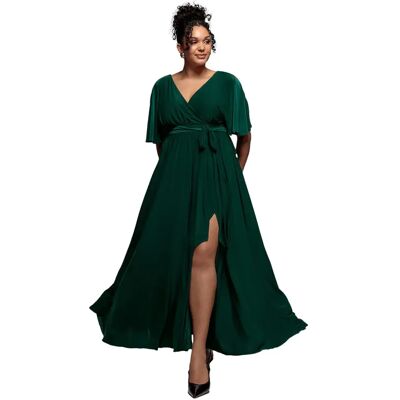 Schmetterlingsärmel Wickelkleid Damen Goddiva Maxi Vert 52 Femme Schmetterlingsärmel Wickelkleid Damen Goddiva Maxi Vert 52 Femme