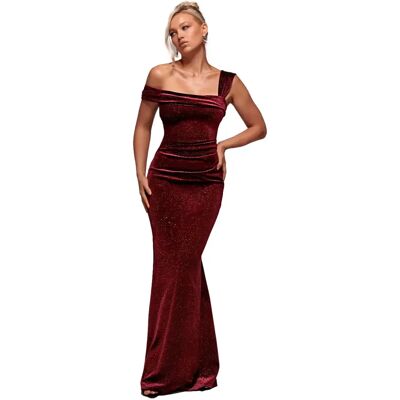 Samtkleid mit glitzernden Punkten für Frauen Goddiva Maxi Rouge 40 Femme Samtkleid mit glitzernden Punkten für Frauen Goddiva Maxi Rouge 40 Femme