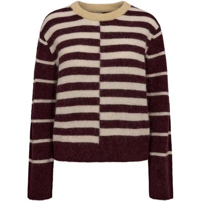 Pull mit breiten Streifen für Frauen Nümph Nuriette Rouge S Femme Pull mit breiten Streifen für Frauen Nümph Nuriette Rouge S Femme