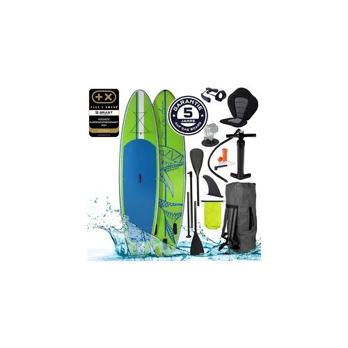 BRAST Aufblasbares SUP Board Set mit Sitz SHARK 320 green