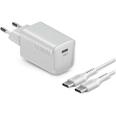 SBS 70W Power Delivery GaN Wandladegerät-Kit mit 2 m USB-C-Kabel, ideal für MacBook, Weiß SBS 70W Power Delivery GaN Wandladegerät-Kit mit 2 m USB-C-Kabel, ideal für MacBook, Weiß