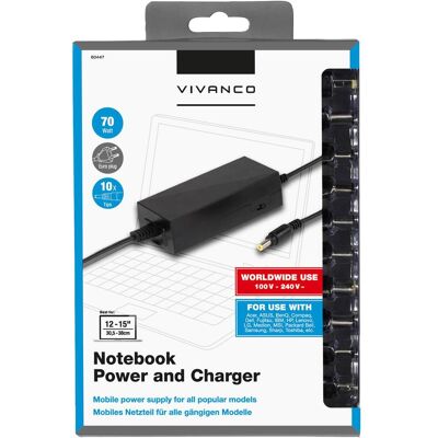 Vivanco Universal Schaltnetzteil für Notebooks und Netbooks, 70W, Euro Stecker (60447) Vivanco Universal Schaltnetzteil für Notebooks und Netbooks, 70W, Euro Stecker (60447)