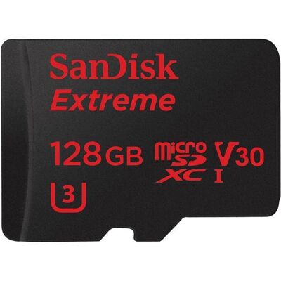 Sandisk "microSDXC Extreme 128 GB (A1 / V30 / U3 / UHS-I / Cl.10 / 100 MB/s) + Adapter ""Mobile"" (173422)" Sandisk "microSDXC Extreme 128 GB (A1 / V30 / U3 / UHS-I / Cl.10 / 100 MB/s) + Adapter ""Mobile"" (173422)"