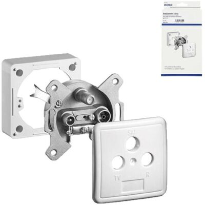 DINIC ntennendose 3-Loch für TV und Radio universell für Unter-und Aufputz, weiß, Box Antennendose DINIC ntennendose 3-Loch für TV und Radio universell für Unter-und Aufputz, weiß, Box Antennendose