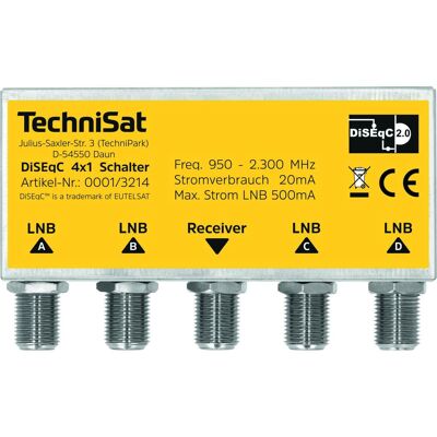 Technisat 0001/3214 DiSEqC 4x1 Switch, Wetterschutzgehäuse Technisat 0001/3214 DiSEqC 4x1 Switch, Wetterschutzgehäuse