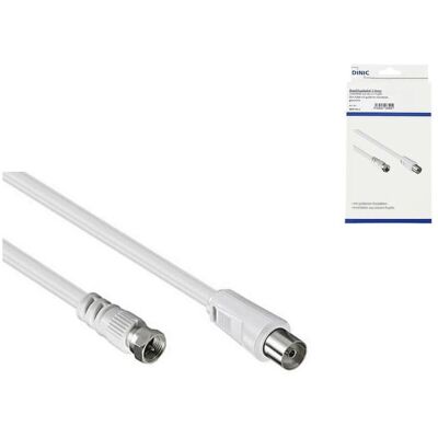 DINIC SAT Adapterkabel, F-Stecker auf Koax Kupplung, weiß DINIC SAT Adapterkabel, F-Stecker auf Koax Kupplung, weiß