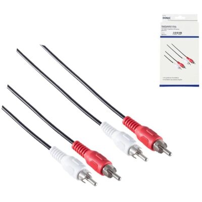 DINIC Audio-Video Kabel Cinch Stecker auf Stecker, 2x Cinch auf 2x Cinch, 2m, schwarz DINIC Audio-Video Kabel Cinch Stecker auf Stecker, 2x Cinch auf 2x Cinch, 2m, schwarz